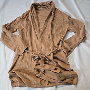 Zara Knit Bath Robe Ladies M Brown Soft Girl Cozy Core Home Spa Relaxation Wear